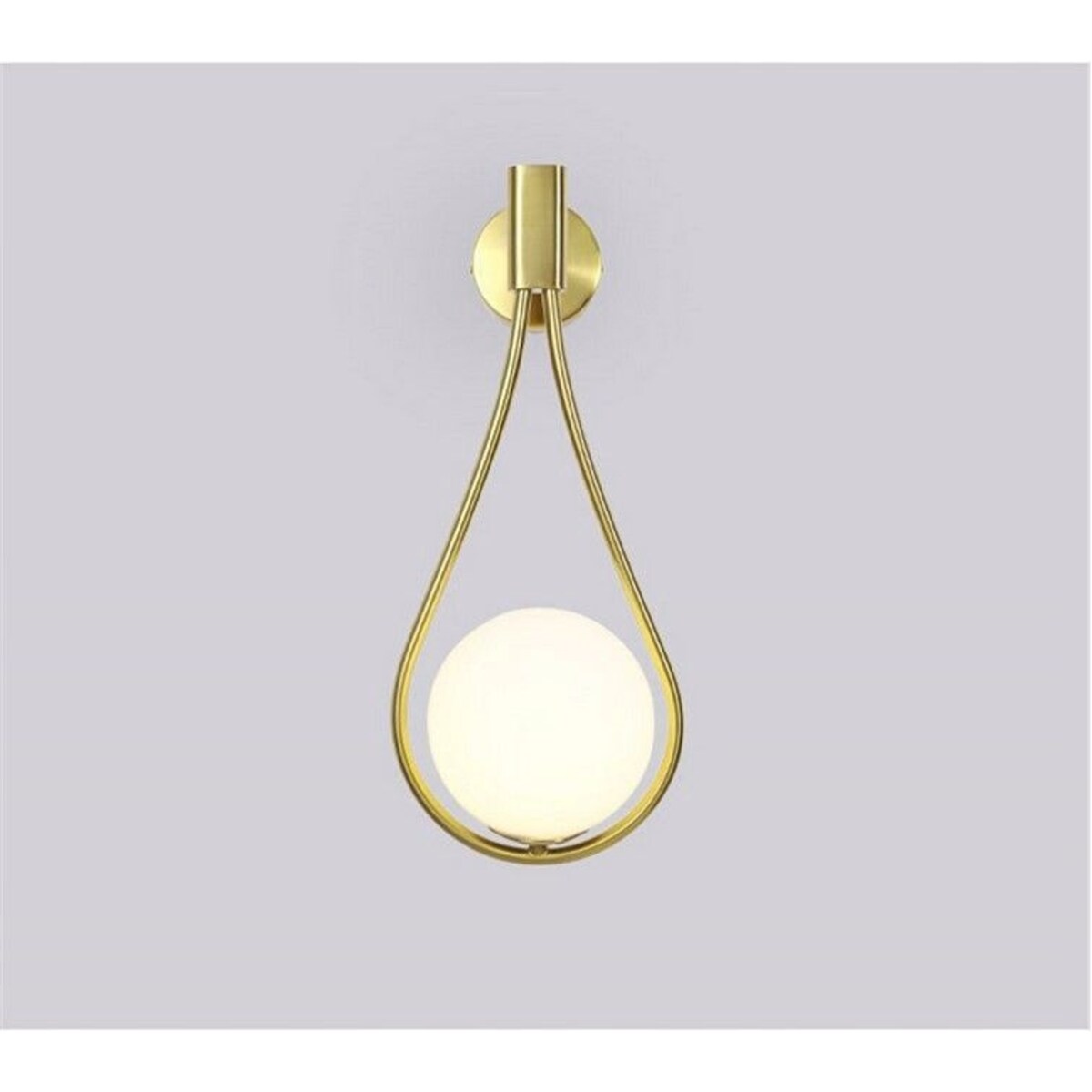 Lampa Ścienna Kinkiet Szklany Kula Mleczna Gold
