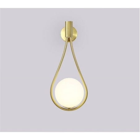 Lampa Ścienna Kinkiet Szklany Kula Mleczna Gold