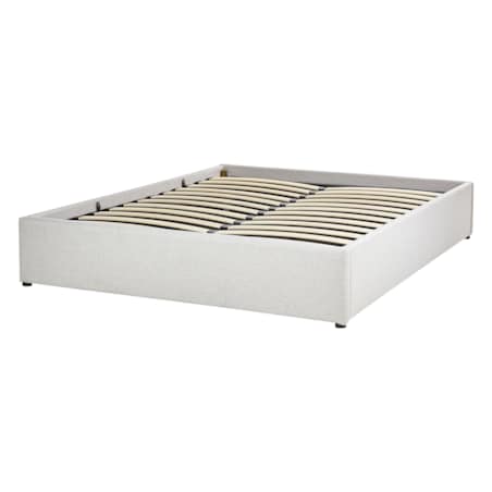 Łóżko z pojemnikiem tapicerowane 140 x 200 cm jasnoszare DINAN