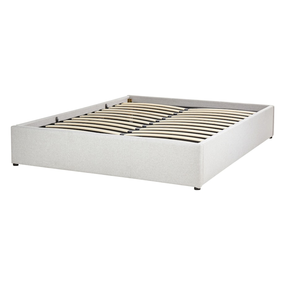 Łóżko z pojemnikiem tapicerowane 140 x 200 cm jasnoszare DINAN