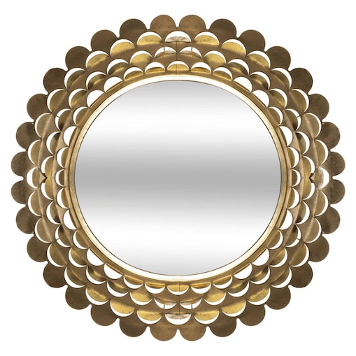 Lustro glamour złote, metalowa rama, Ø 91 cm