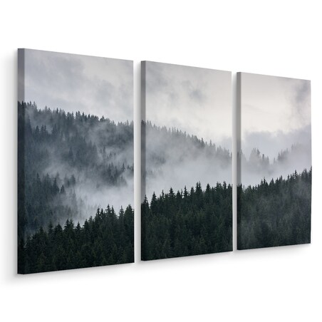 Obraz TRYPTYK Las we Mgle Pejzaż Natura 3D 120x80cm