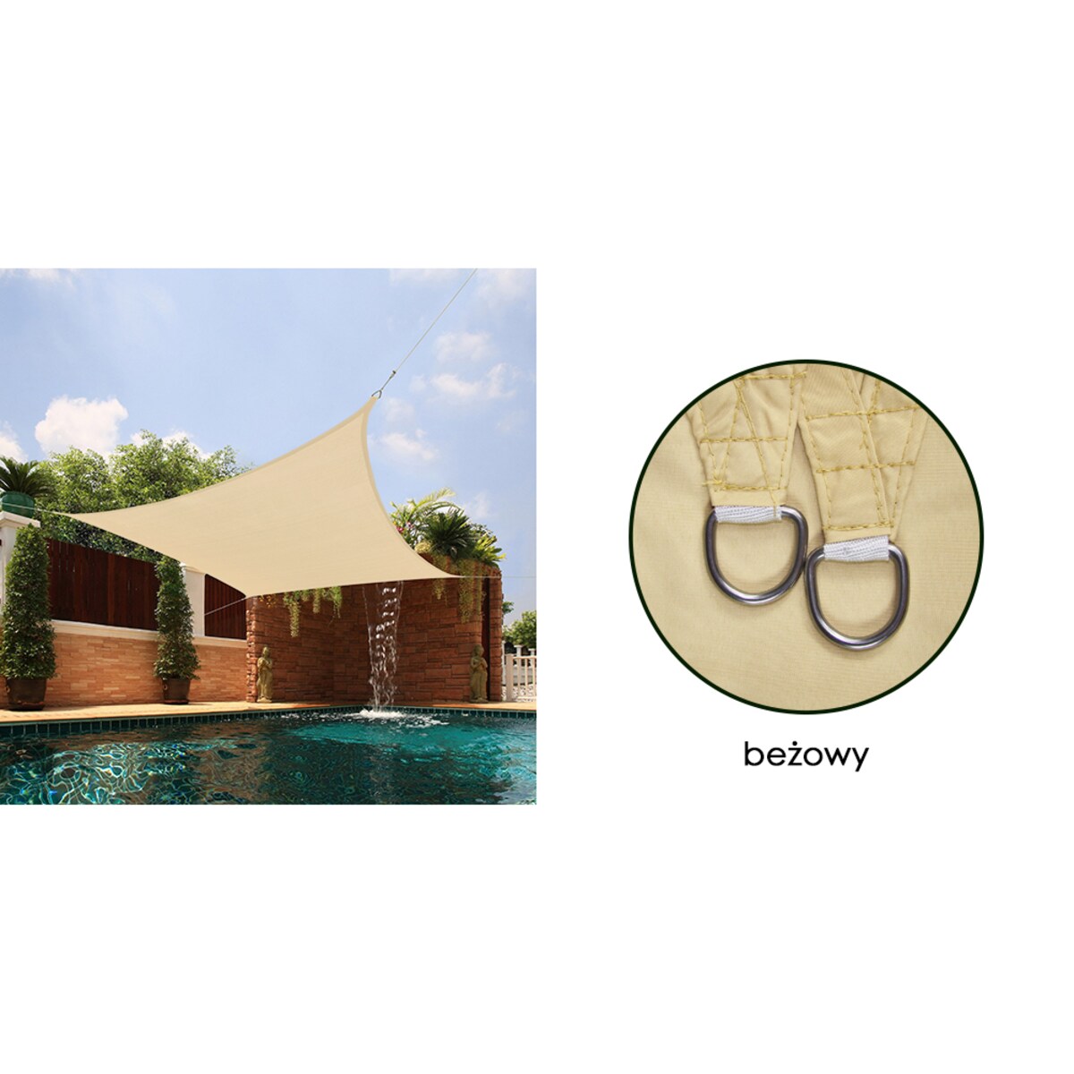 Żagiel Przeciwsłoneczny Ogrodowy Wodoodporny 5X5 M Ciemny Beżowy Zacieniacz