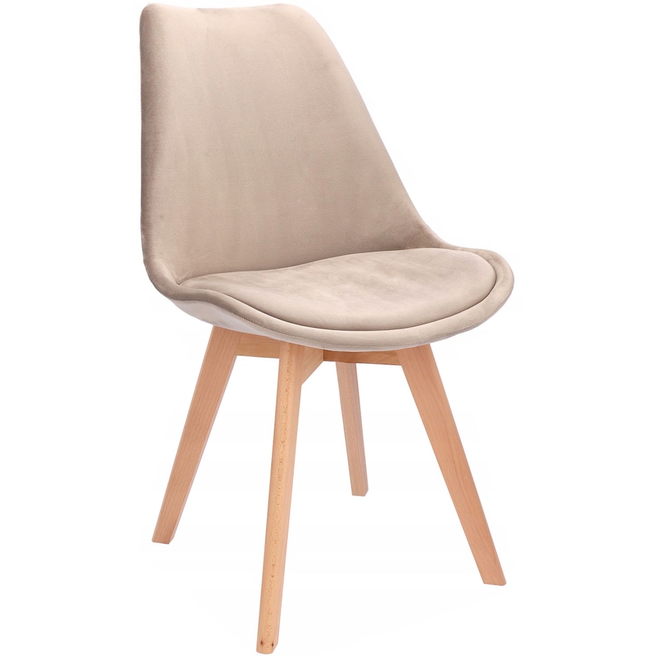 Krzesło tapicerowane welurowe BARI beżowe