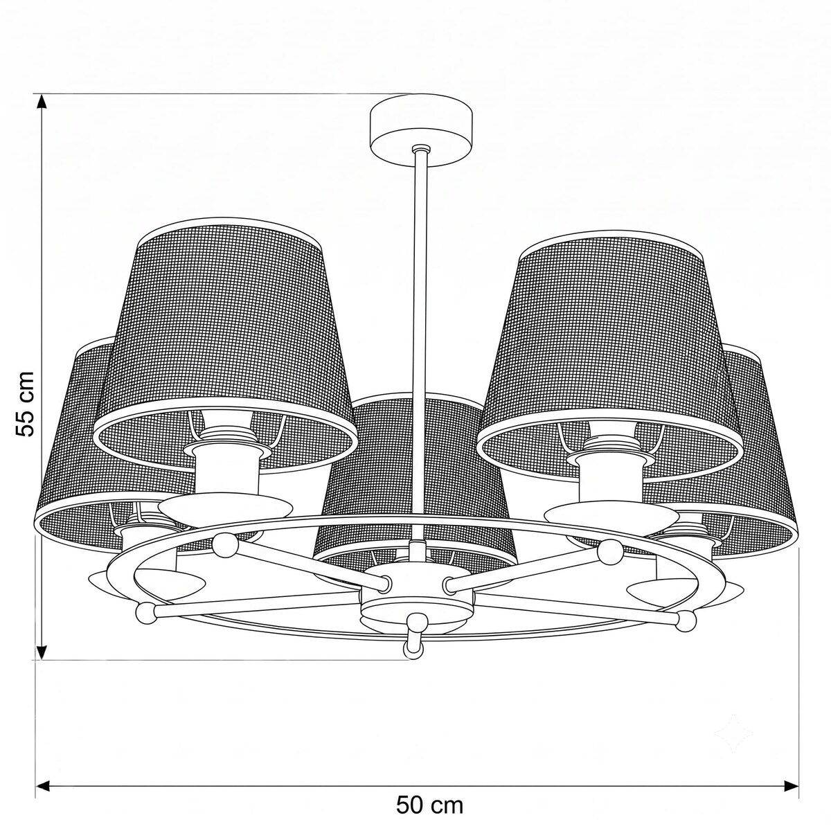 lampa wisząca sufitowa boho z abażurami z juty edylit czarna