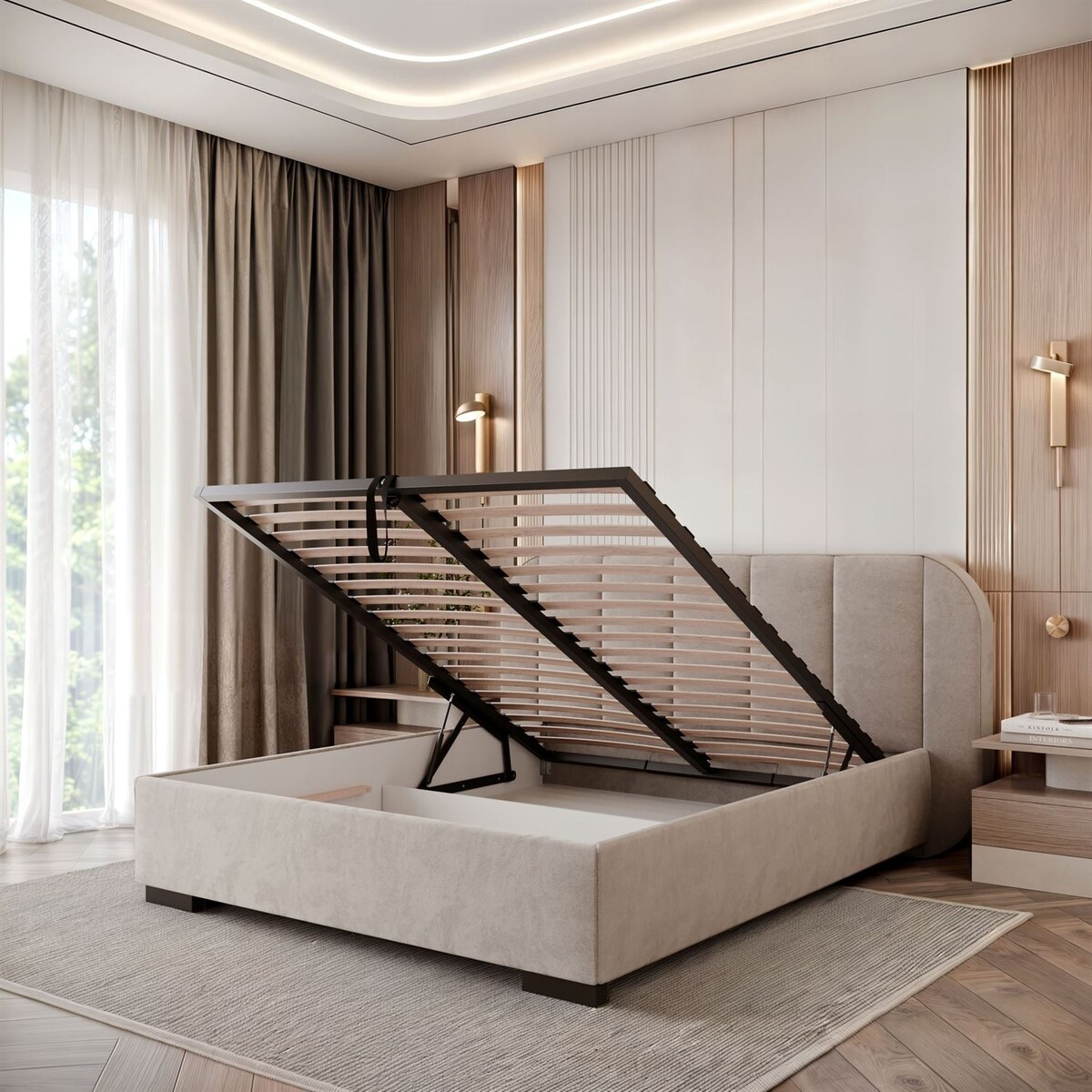 Łóżko tapicerowane AMARA, pojemnik, stelaż 32, 180x200, Royal Velvet 87180