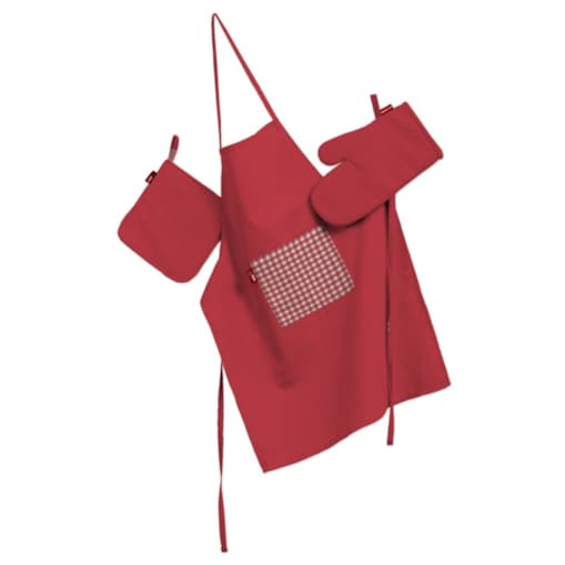 Komplet kuchenny fartuch,rękawica i łapacz, czerwony, kpl, Quadro