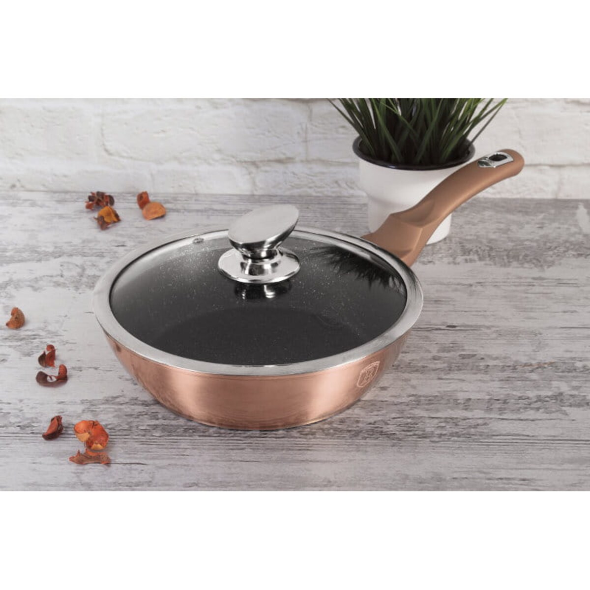 Patelnia głęboka z pokrywką 24cm Berlinger Haus BH-1517 Miedziana