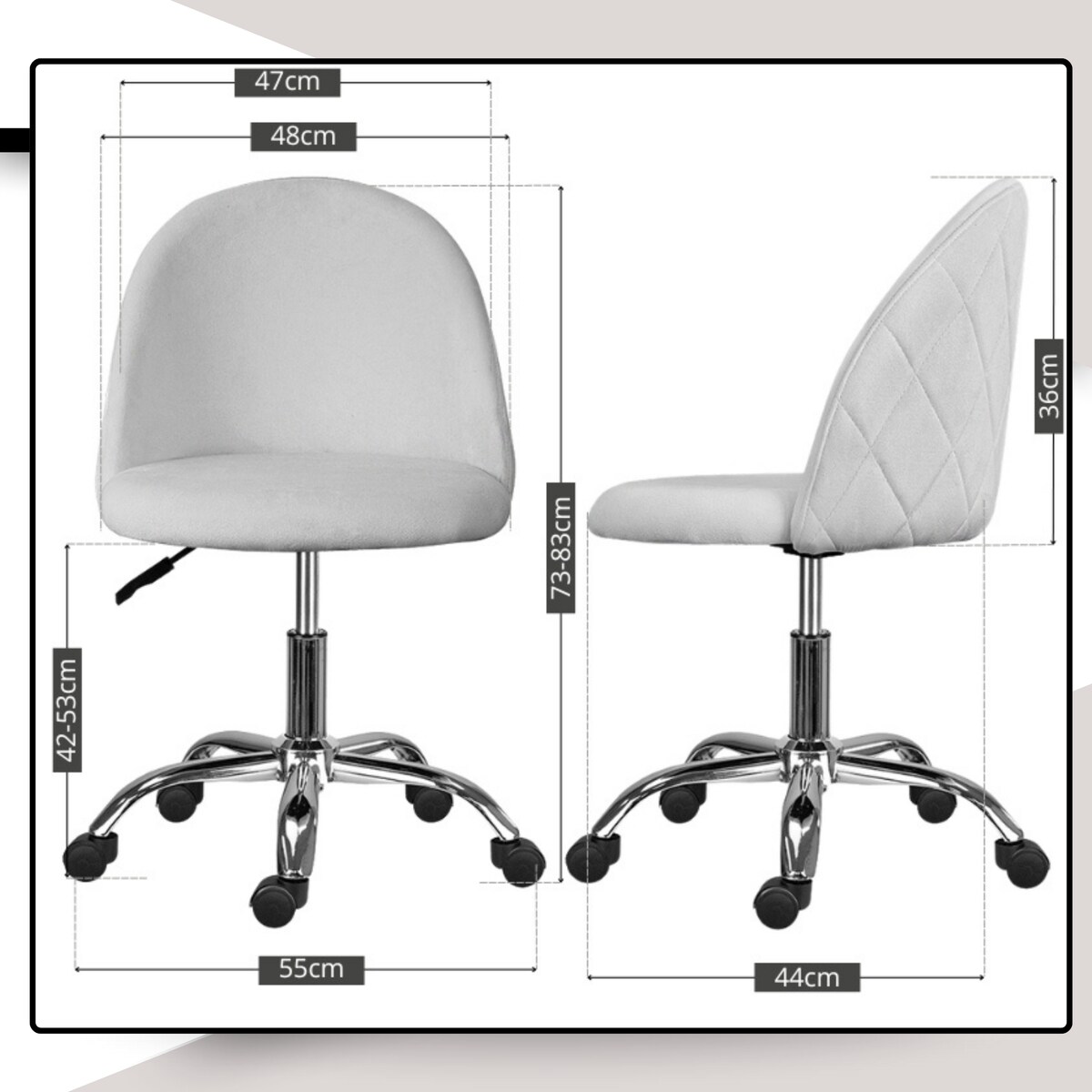 Fotel biurowy welurowy nowoczesny szary