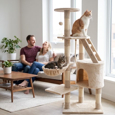 Drapak dla kota wieża legowisko słupek beżowy Funfit Home&Office 120 cm