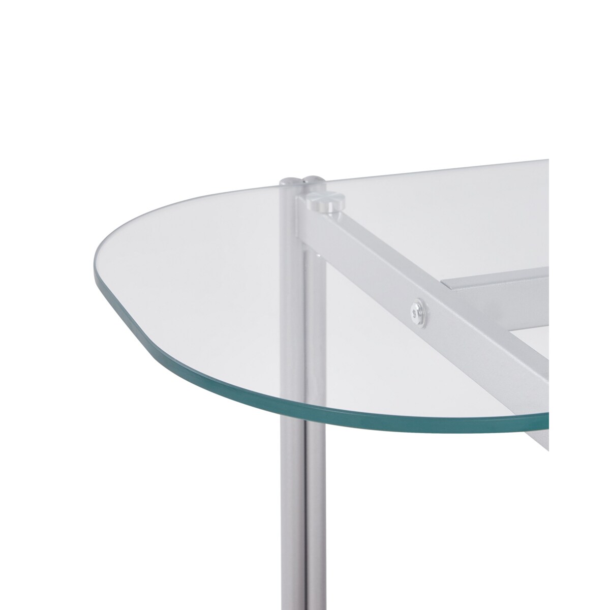 Konsola szklana jasne drewno ze srebrnym LOVELL