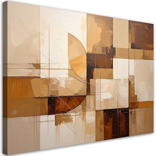 Obraz do salonu sypialni kuchni, Abstrakcyjne figury w odcieniach beżu