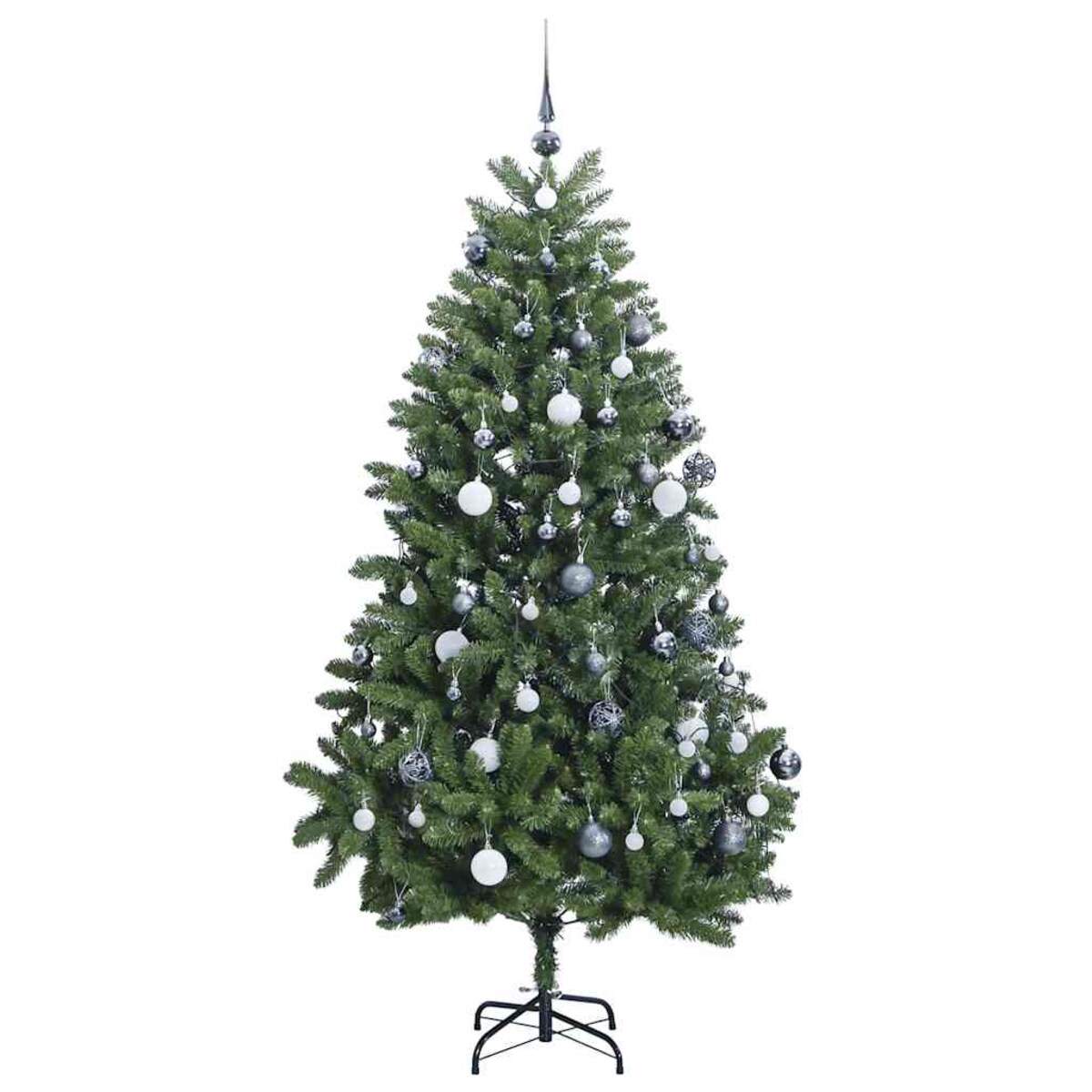 vidaXL Sztuczna choinka na zawiasach, 300 lampek LED i bombki, 300 cm