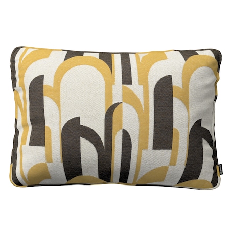 Poszewka Gabi na poduszkę prostokątna 60x40 czarno-żółte wzory na kremowym tle