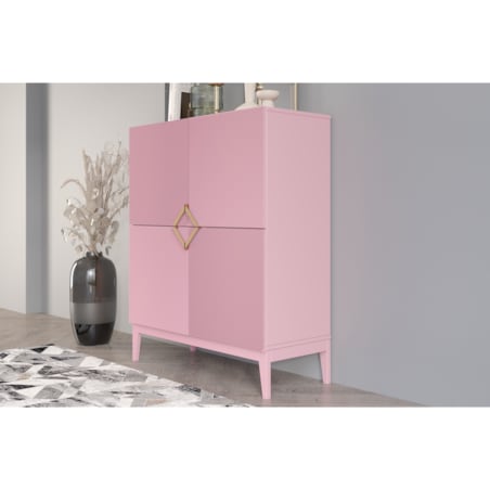 Drewniana komoda Visby DEMI HIGH / kolor pudrowy róż