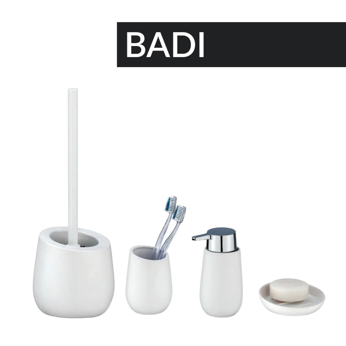 Kubek ceramiczny na szczoteczki BADI, WENKO, kolor biały