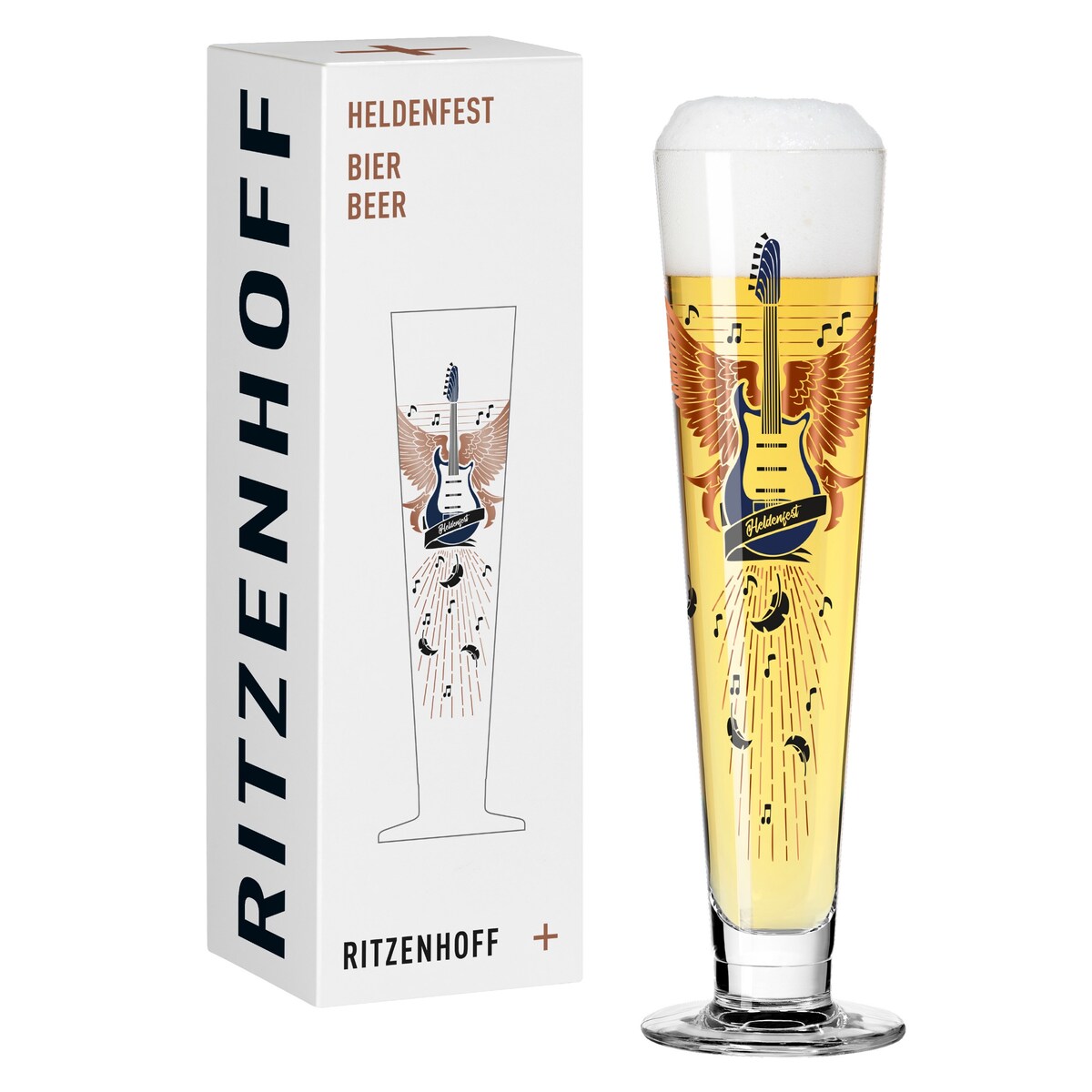 Ritzenhoff Szklanka do piwa kryształ 385 ml gitara metal szlachetny Heldenfest premium