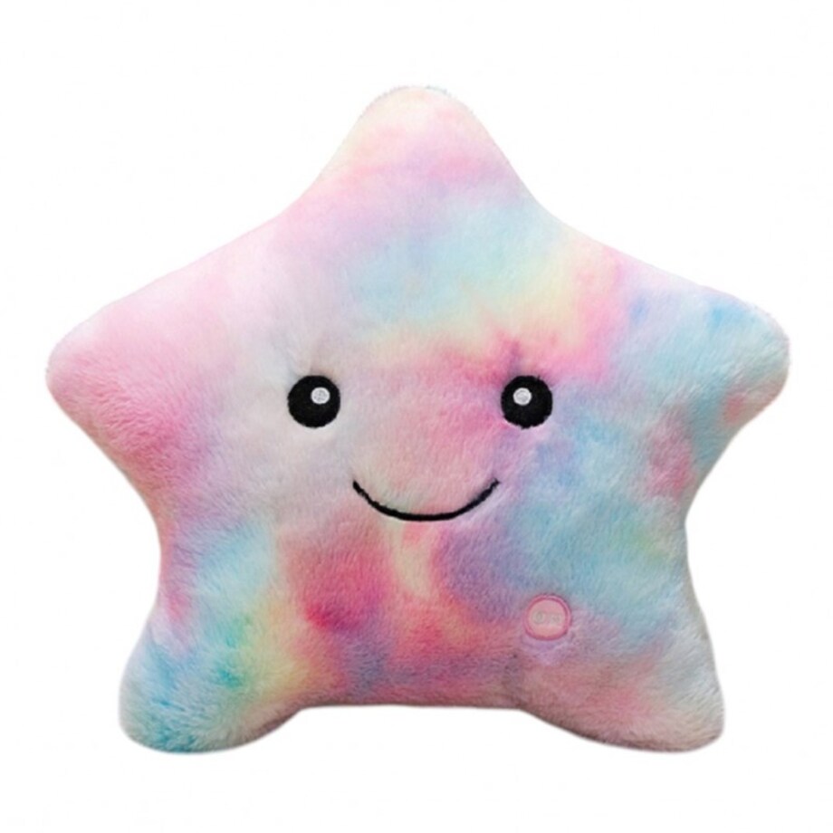 Poduszka w kształcie Gwiazdki Róż Ombre LED, piękna welurowa 40x35 cm PDS20