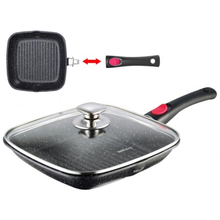 Patelnia grillowa z powłoką granitową 24cm z odpinanym uchwytem KINGHOFF