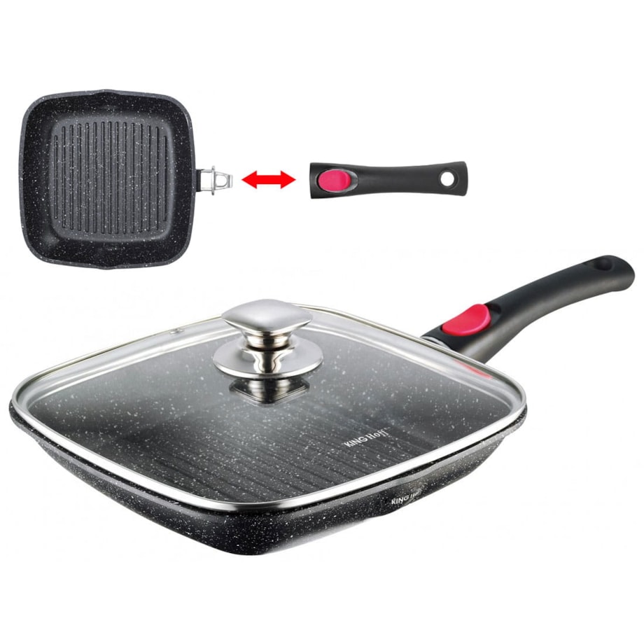 Patelnia grillowa z powłoką granitową 24cm z odpinanym uchwytem KINGHOFF