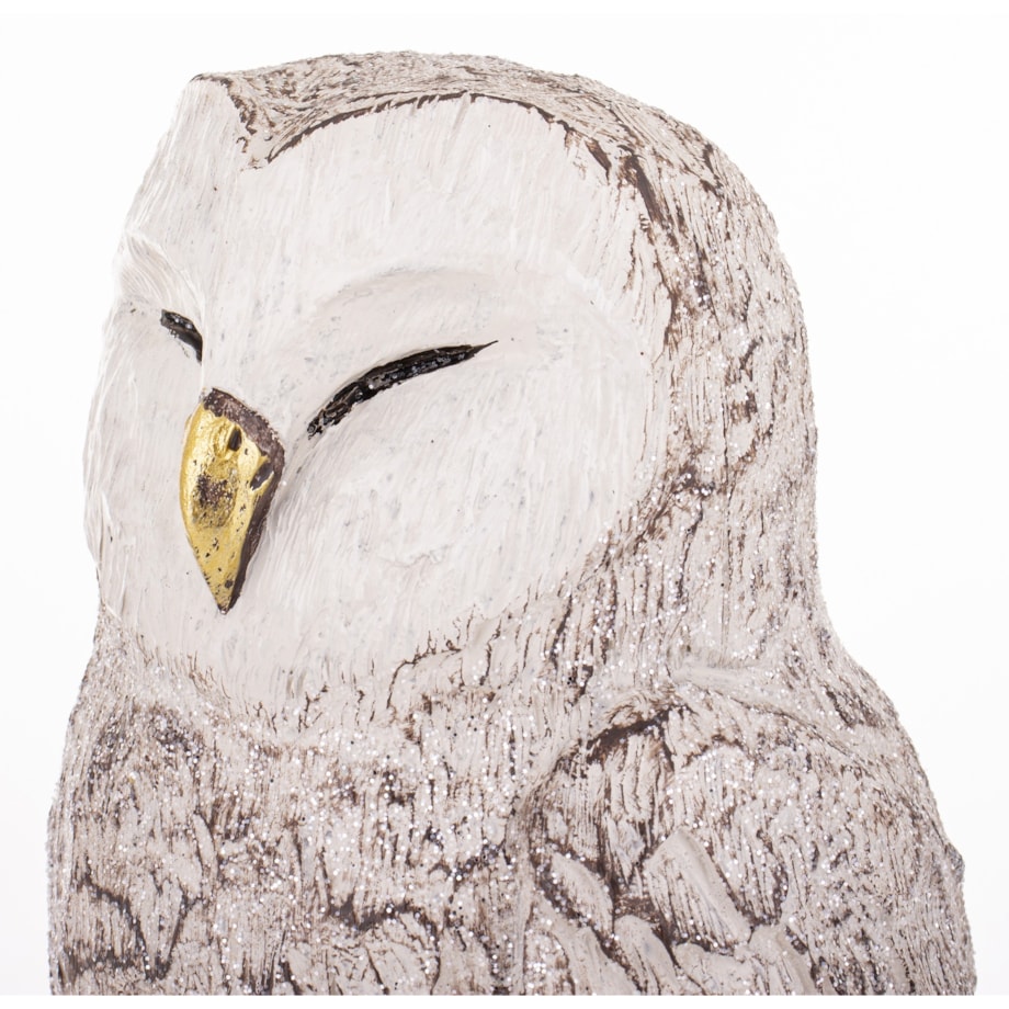Dekoracja - biała sowa 23,5x11,5x11 cm UGLE