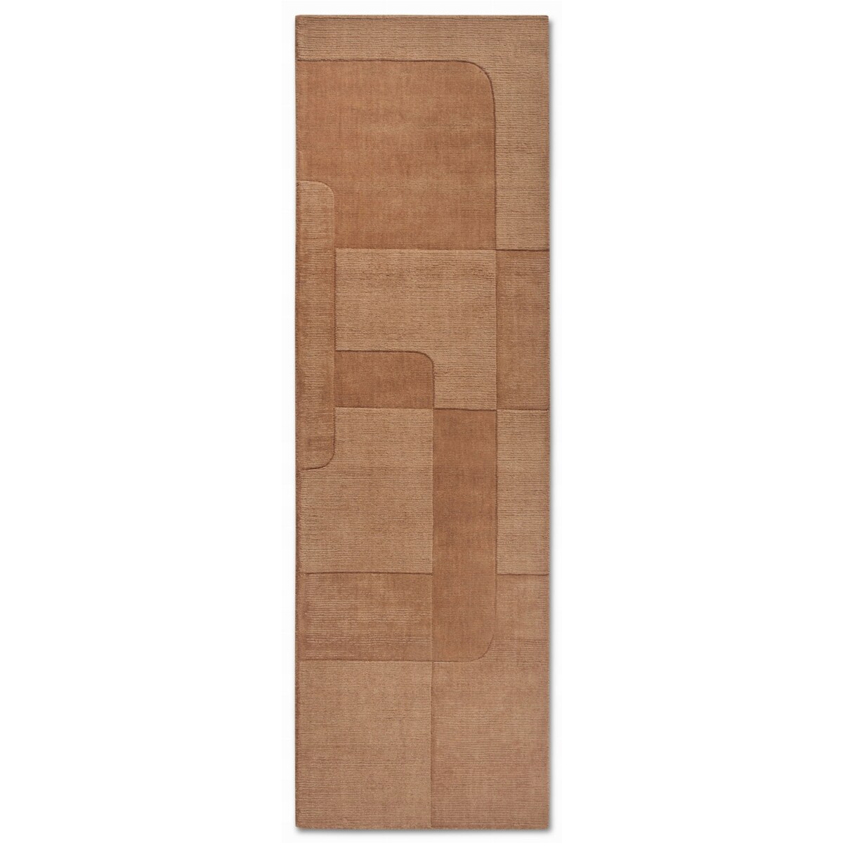 Chodnik wełniany do korytarza 80x250cm, brązowy nowoczesny wzór 3D