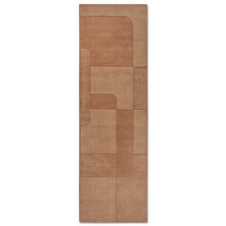 Chodnik wełniany do korytarza 80x250cm, brązowy nowoczesny wzór 3D