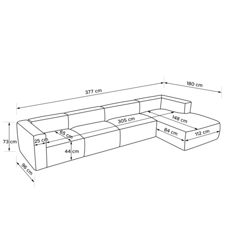 KONSIMO BUFFO Sofa narożna prawa 6-osobowa z wyjątkowo miękkim siedziskiem, kolor brązowy