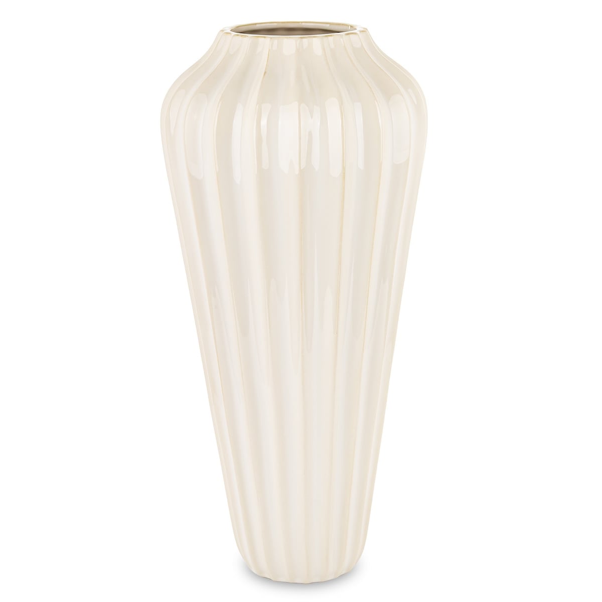 Wazon ceramiczny prążkowany 53x24x24 cm TEJANI-3 beżowy big