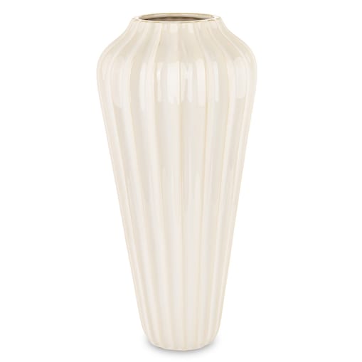 Wazon ceramiczny prążkowany 53x24x24 cm TEJANI-3 beżowy big