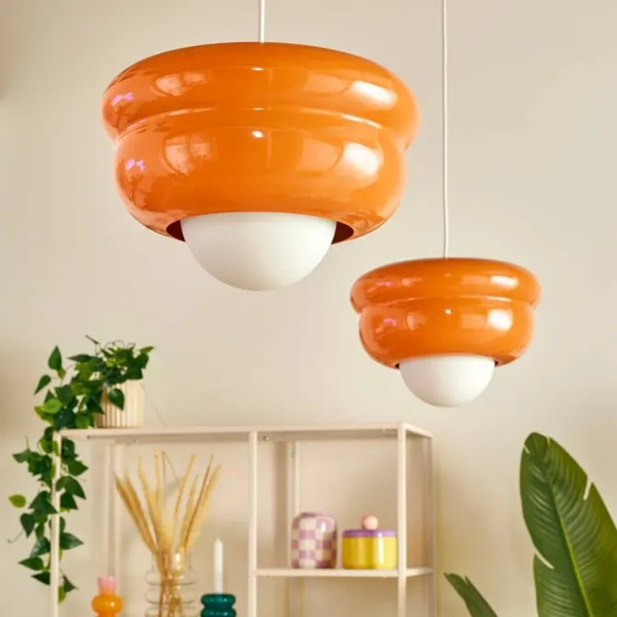 Lampa wisząca, metal+szkło, Patty, pomarańczowa