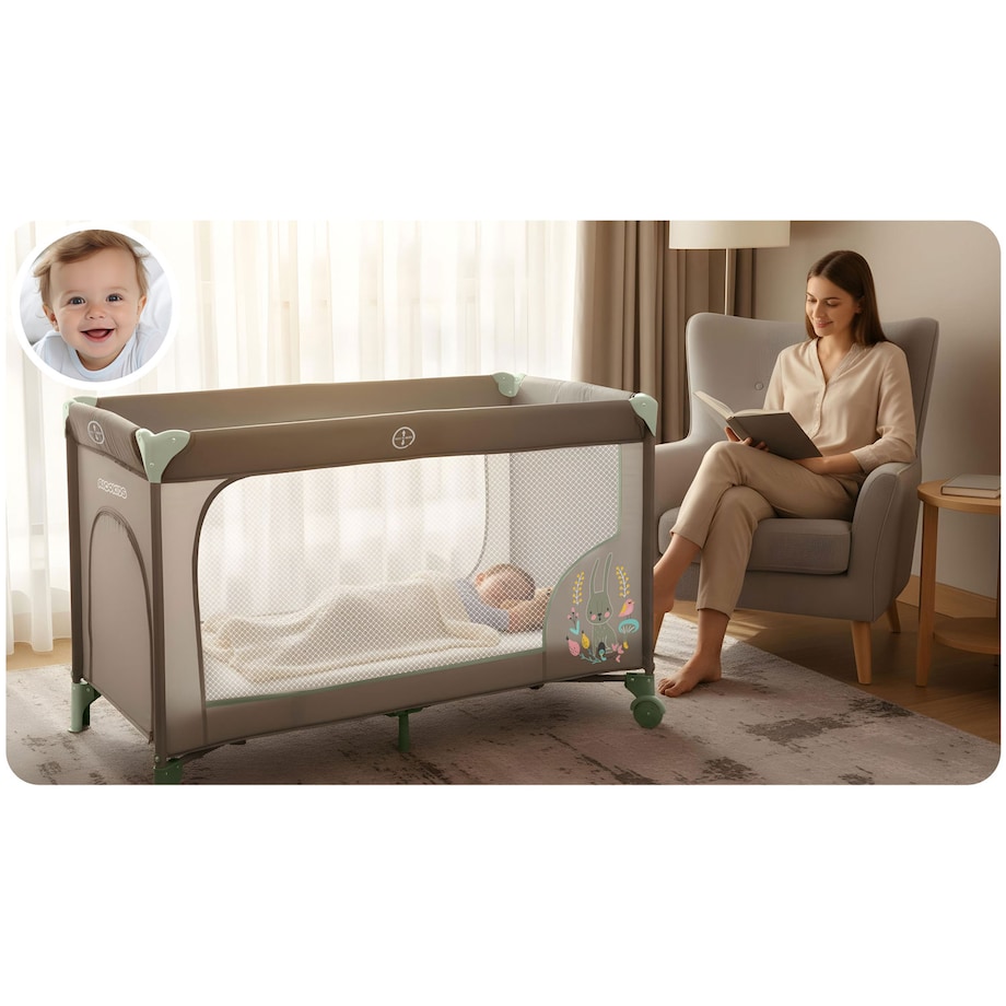 Łóżeczko turystyczne dla dziecka składane podróżne kojec Ricokids + materac + torba