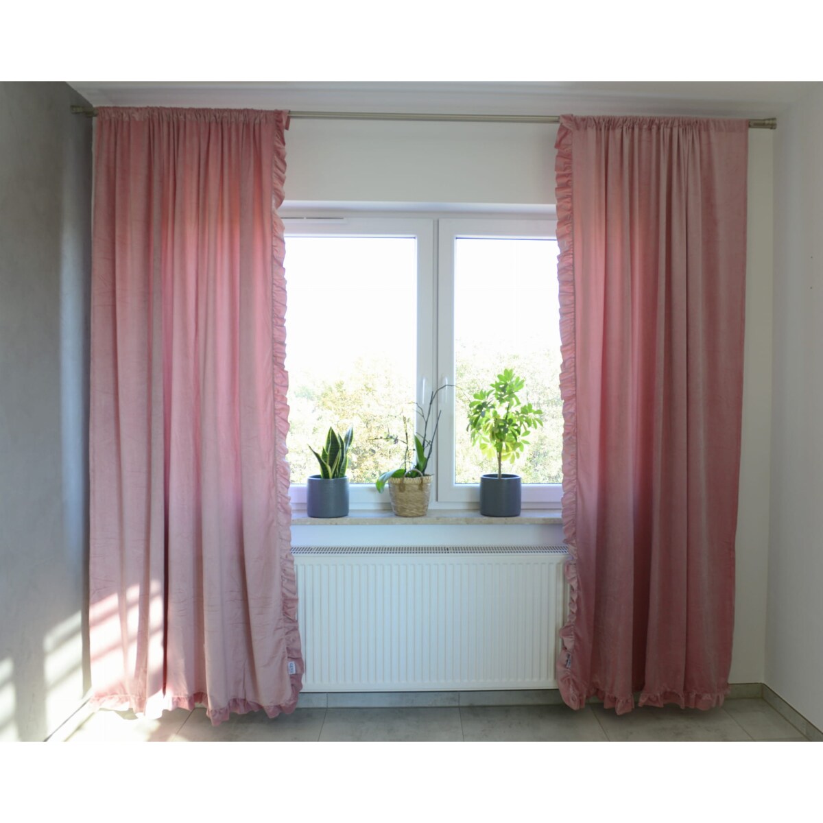 Zasłona Na Okno Okna Z Falbanką Do Salonu Sypialni 150X250 Cm Jasny Róż