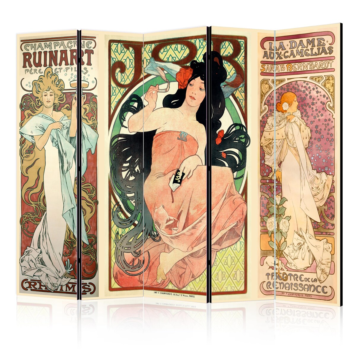 Parawan Jednostronny Alphonse Mucha. Kobiety 225x172cm