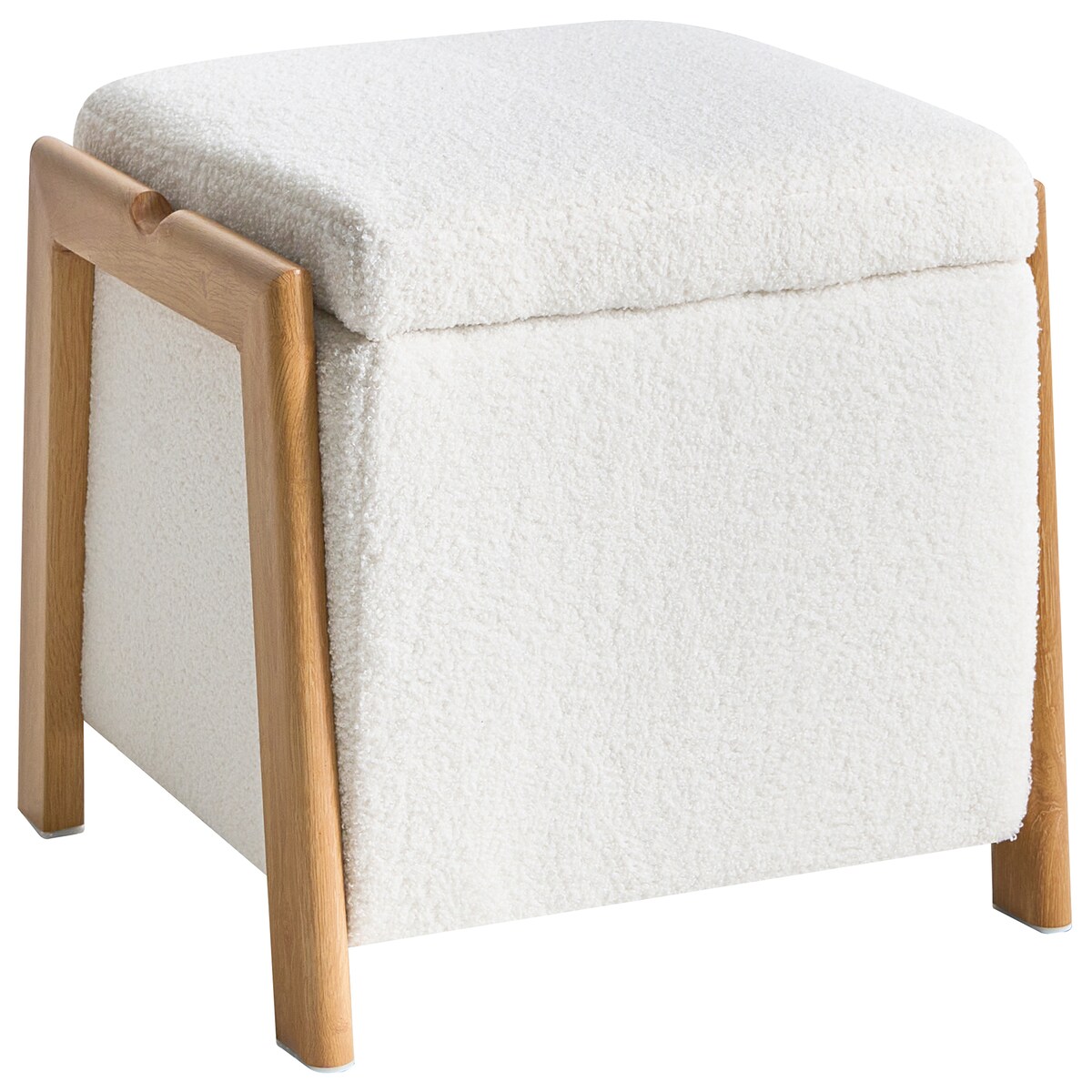 Puf ze schowkiem EDLAND Boucle 45 cm 43 cm Biały