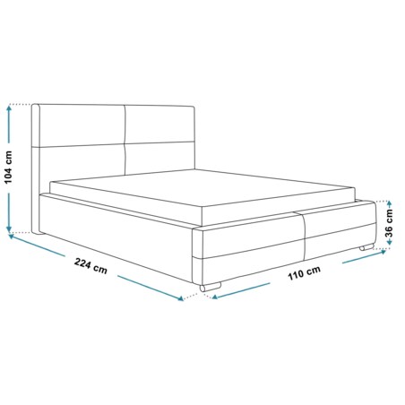 Łóżko tapicerowane 90x200 BEN 3- szare- tkanina plecionka