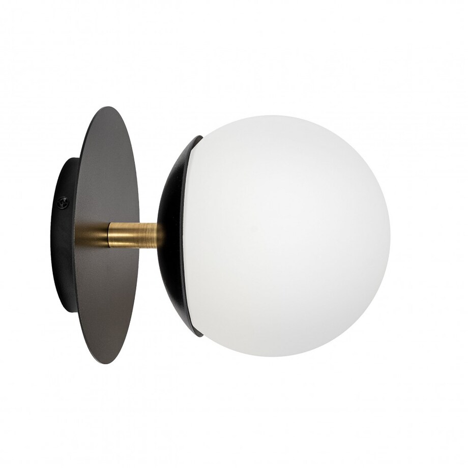 PLAAT C czarna lampa ścienna / kinkiet z mosiądzem