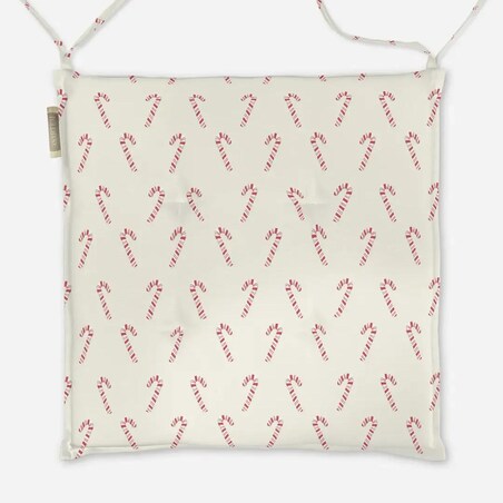 Poduszka świąteczna na krzesło - Laski świąteczne - beż