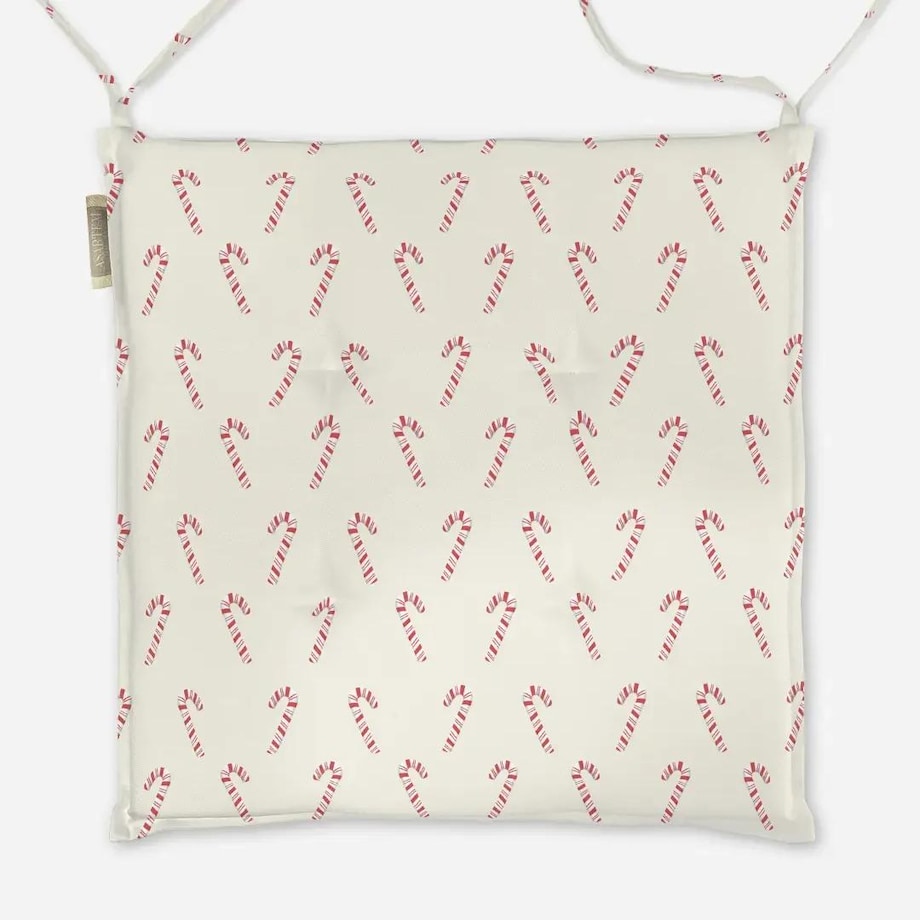 Poduszka świąteczna na krzesło - Laski świąteczne - beż