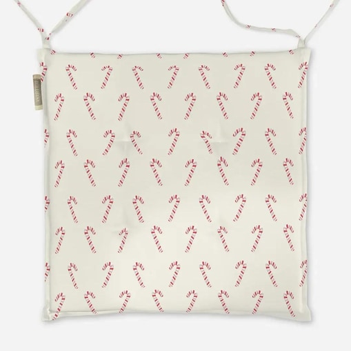 Poduszka świąteczna na krzesło - Laski świąteczne - beż