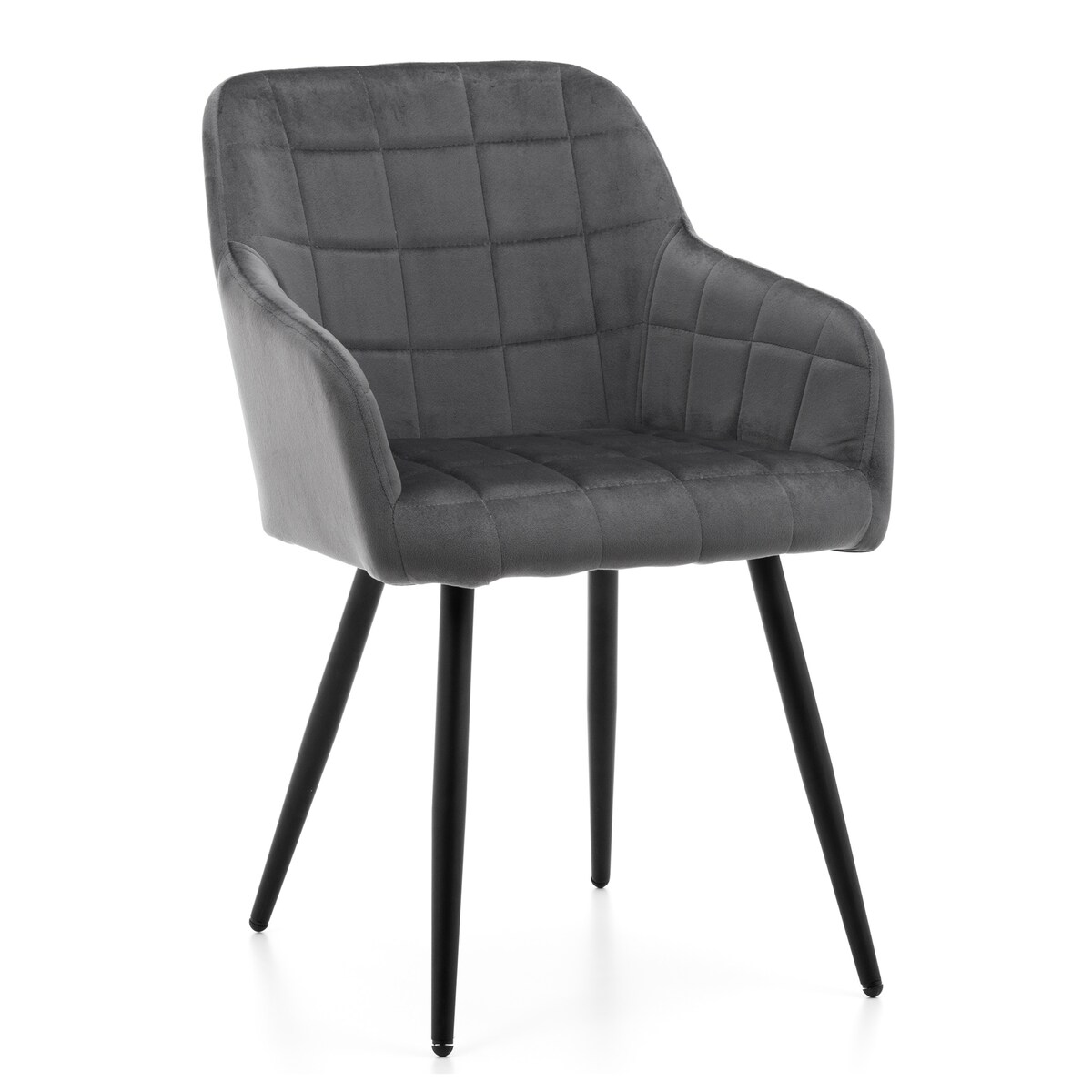 Krzesło tapicerowane pikowane welurowe do salonu jadalni ORTE szare