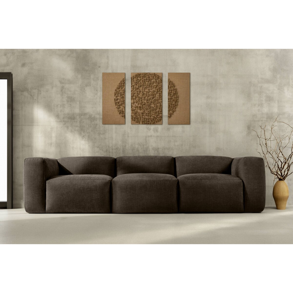 KONSIMO BUFFO 3-osobowa sofa z wyjątkowo miękkim i wygodnym siedziskiem, kolor brązowy