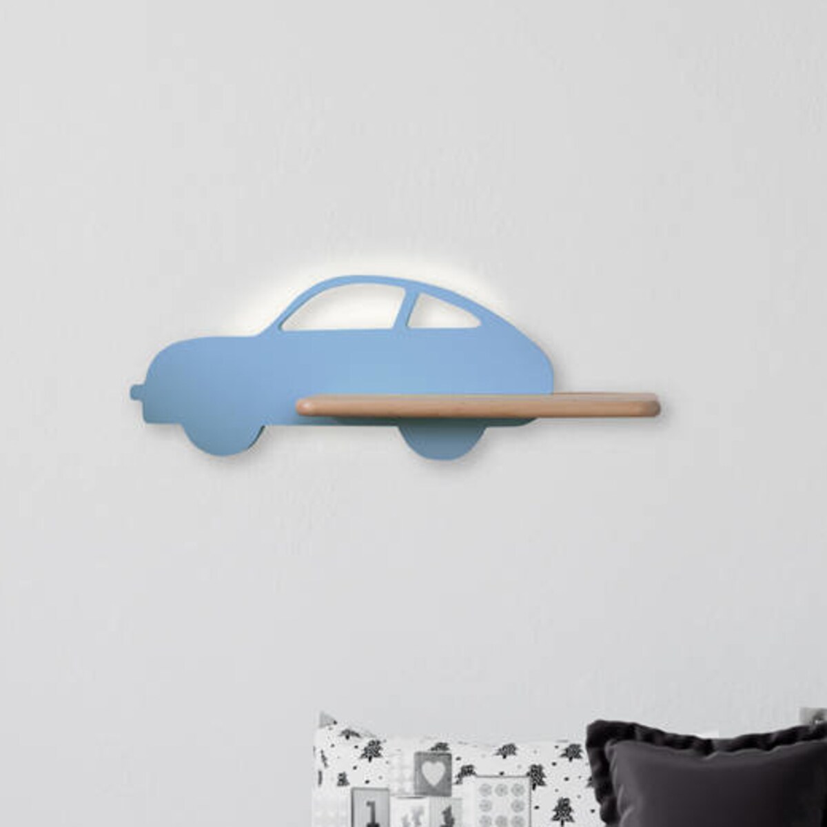 Drewniana LAMPA ścienna Kids Car 21-84798 Candellux dekoracyjna OPRAWA dziecięca LED 5W 4000K półka samochód niebieski drewno
