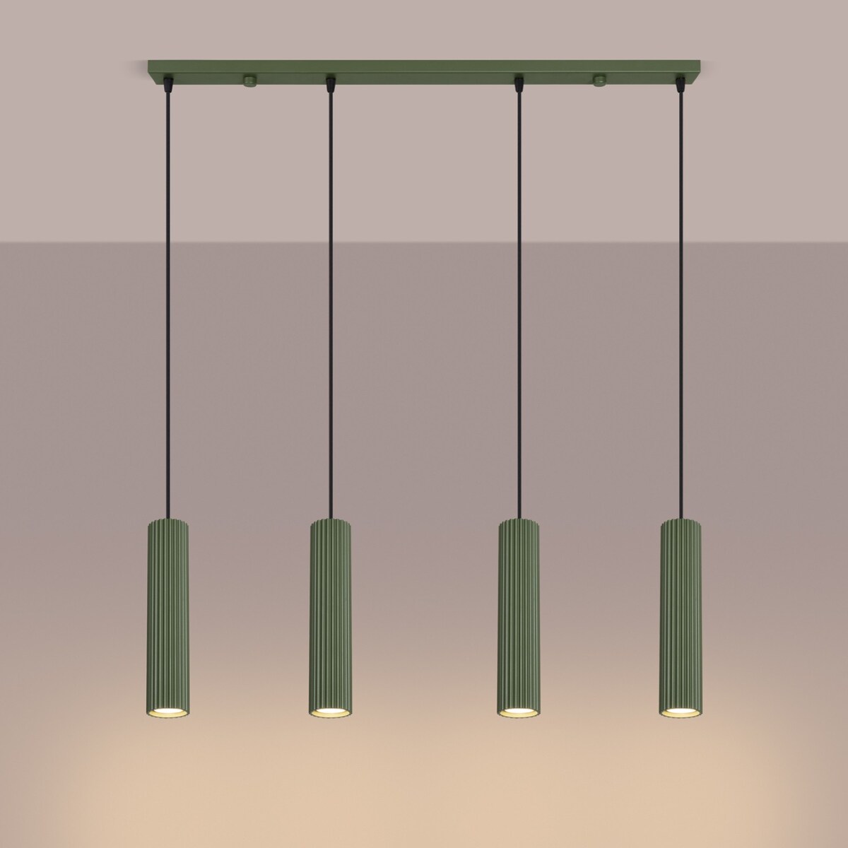 Lampa wisząca KARBON 4L zielona oliwka