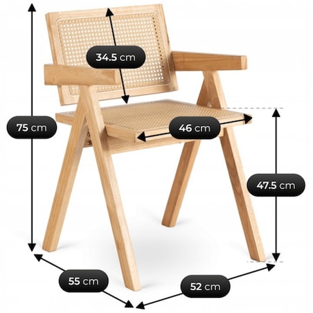 Krzesło Drewniane Plecionka Wiedeńska Do Jadalni Salonu Dąb MADERA