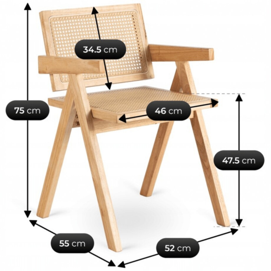 Krzesło Drewniane Plecionka Wiedeńska Do Jadalni Salonu Dąb MADERA