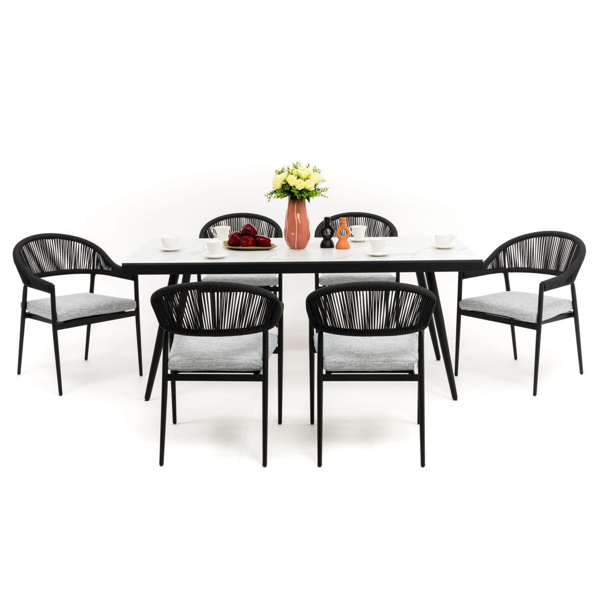 Zestaw mebli ogrodowych aluminiowe nowoczesne BELIZE biało szare