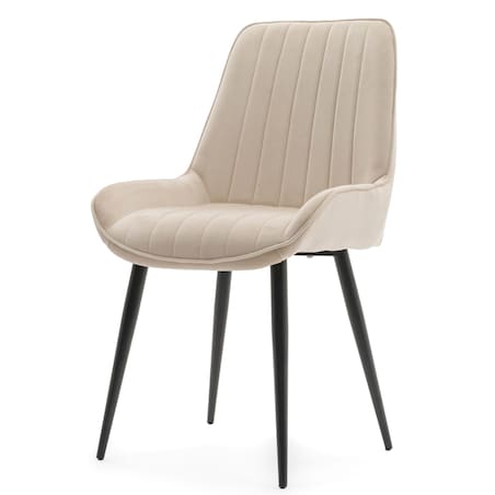 Krzesło tapicerowane welurowe do salonu jadalni nowoczesne glamour LUCA beżowa