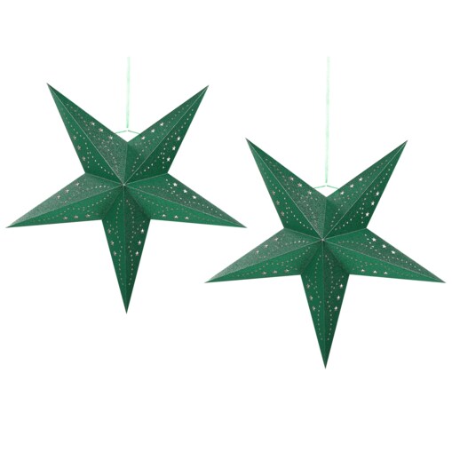 Zestaw 2 wiszących gwiazd brokatowych LED 60 cm zielony MOTTI
