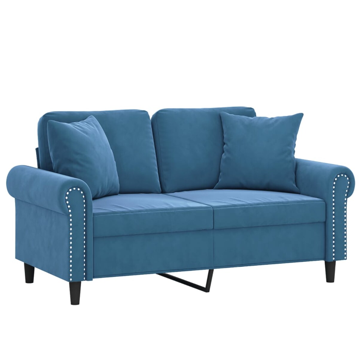 vidaXL 2-osobowa sofa z poduszkami, niebieska, 120 cm, aksamit